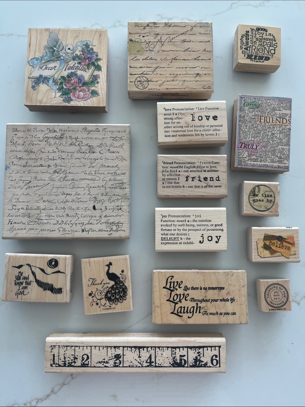 Wood Rubber Stamp Lot - Inspirational & Decorative Designs